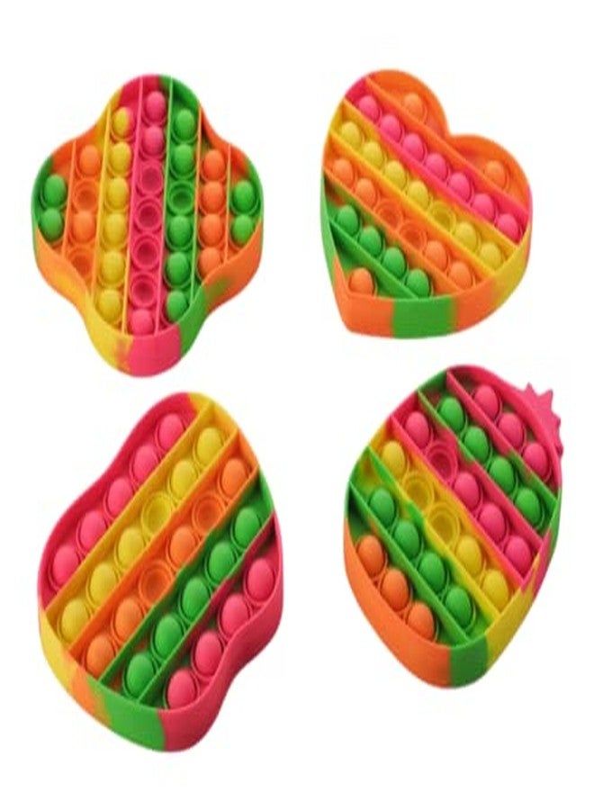 Kidultz Push Pop Silicone Bubble Sensory Fidget Toy Set, Multi-Colour Pop It Toy Relieve Stress Suitable for All Age, Bubble Toy for Kids Popper Sensory Educational Toy (Radium Set of 4) - Image 1